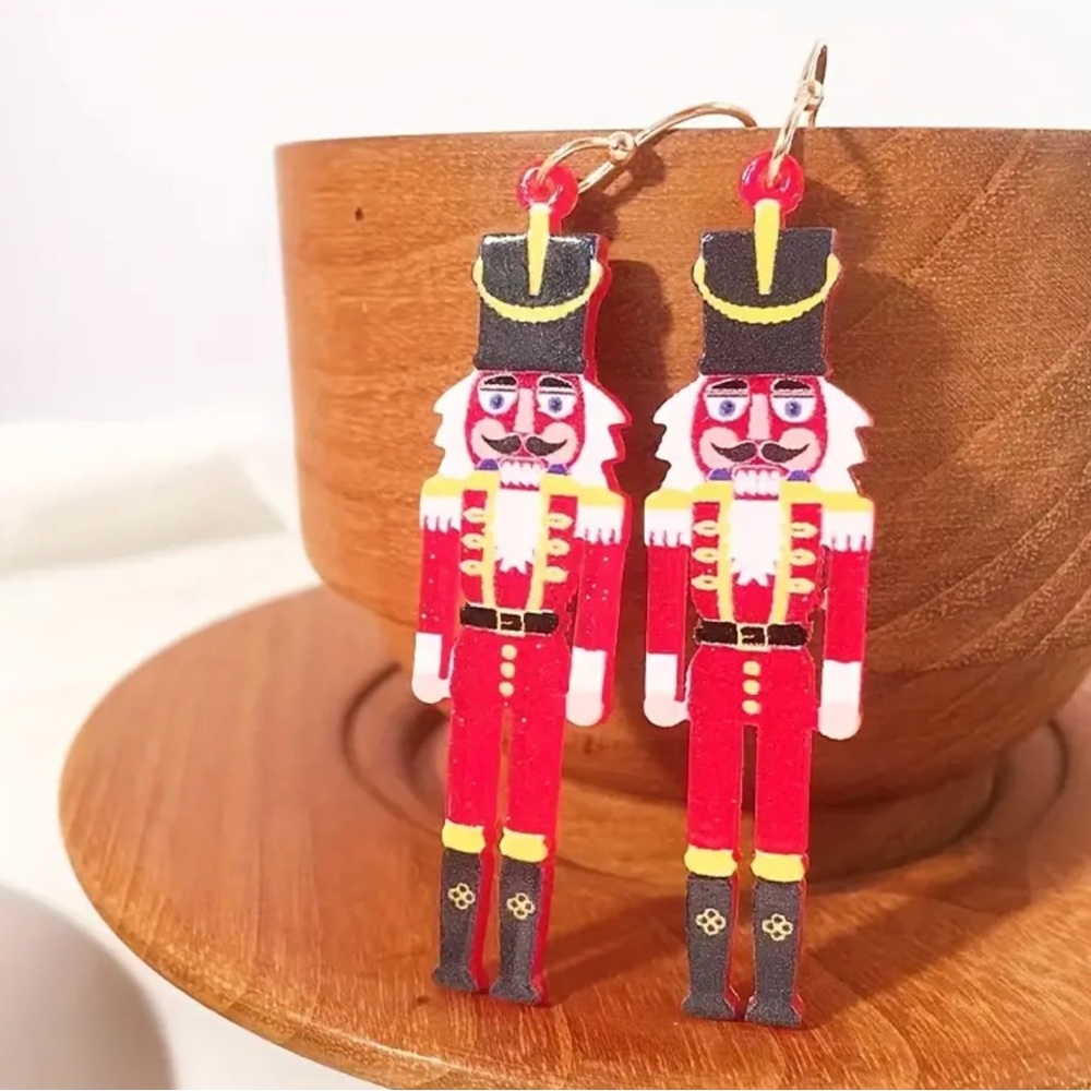 NWT Red Nutcracker Christmas Earrings